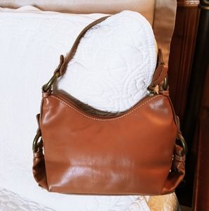 Tommy Hilfiger Vintage Leather Small Hobo/Shoulder/Baguette -Cognac Brown